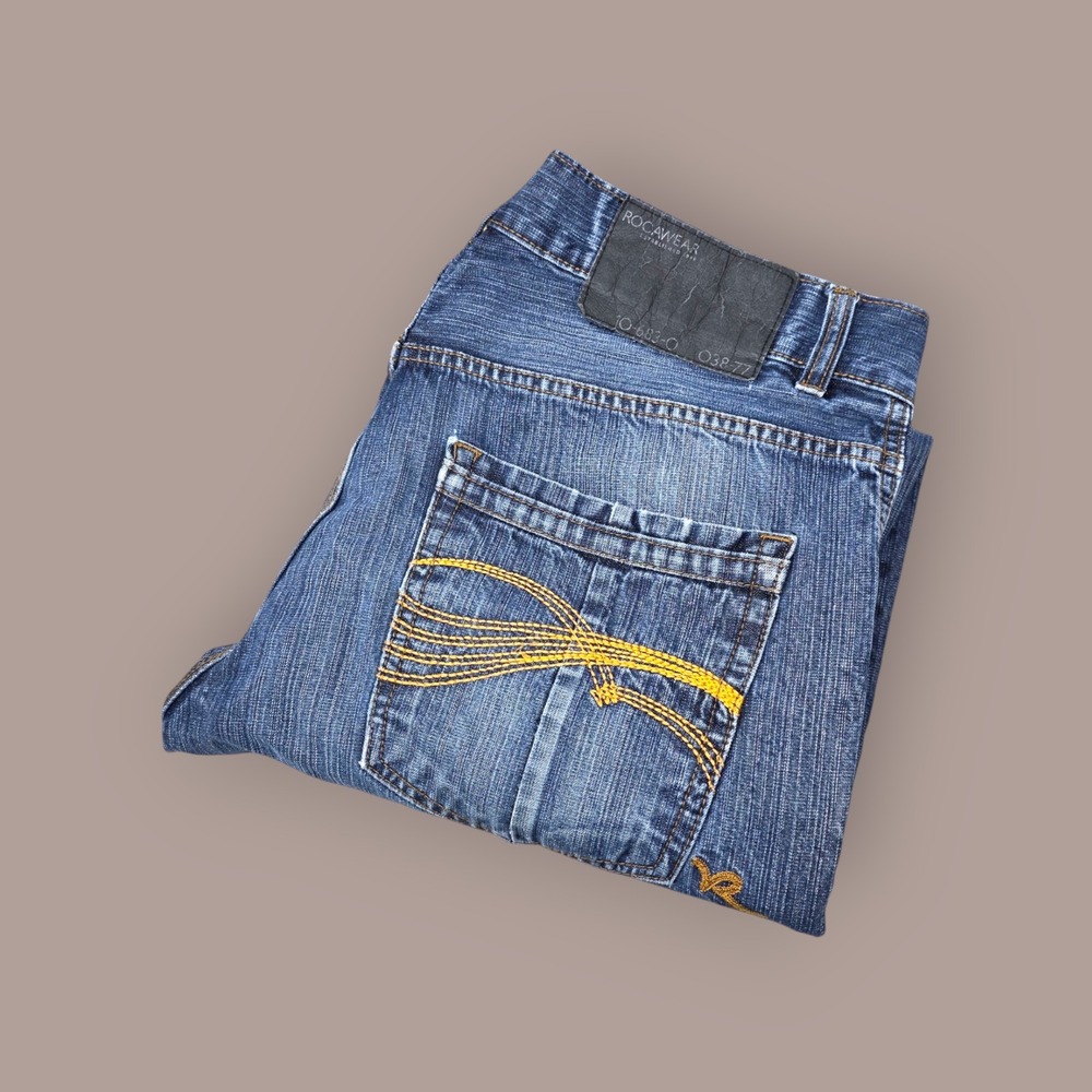Rocawear Men's Jeans Size 38 Classic Baggy Fit Blue Denim Hip Hop Jay-Z Y2K‎